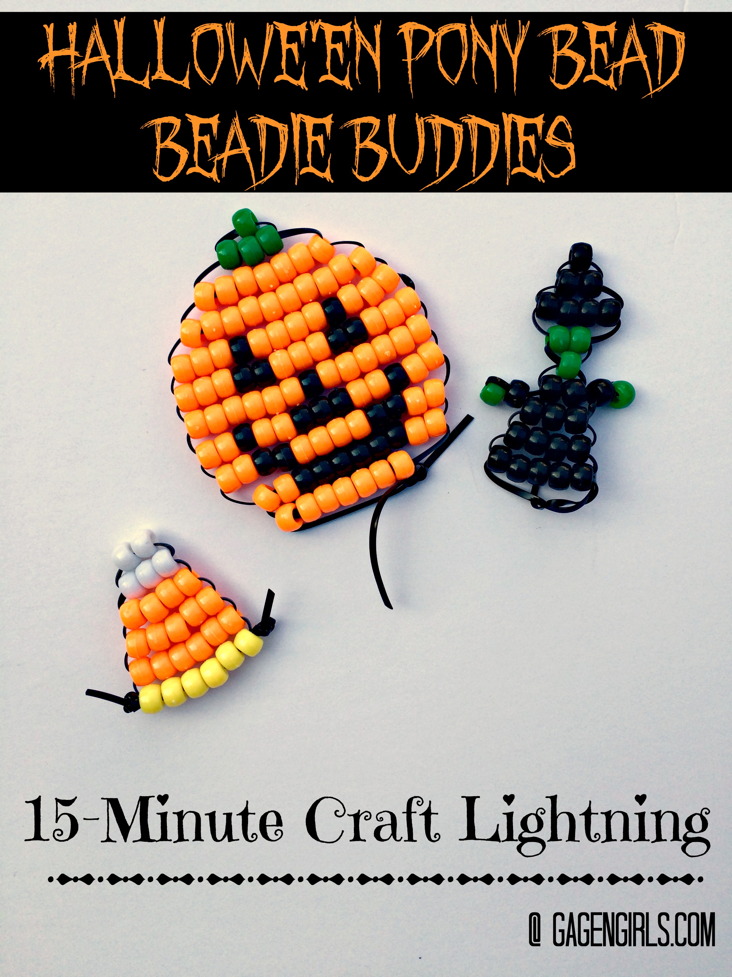 Hallowe'en Pony Bead Beadie Buddies 15-Minute Craft Lightning @ GagenGirls.com