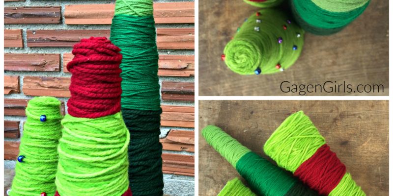 These elegantly rustic Yarn-Wrapped Christmas Trees only take 15 minutes to create! Check out the full tutorial at GagenGirls.com