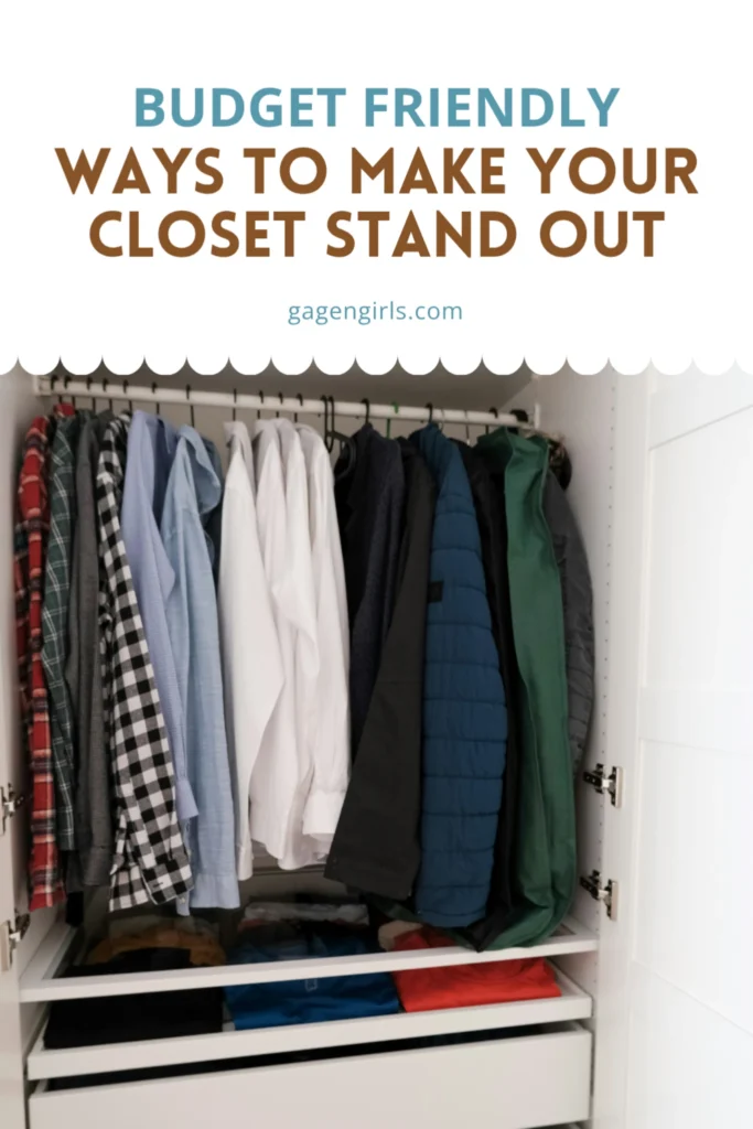 Simple and budget friendly closet organization ideas with hanging clothes and storage solutions