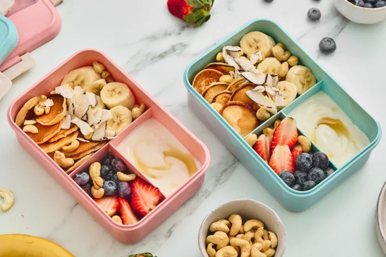 Breakfast Lunchbox with Mini Pancakes and Fruit