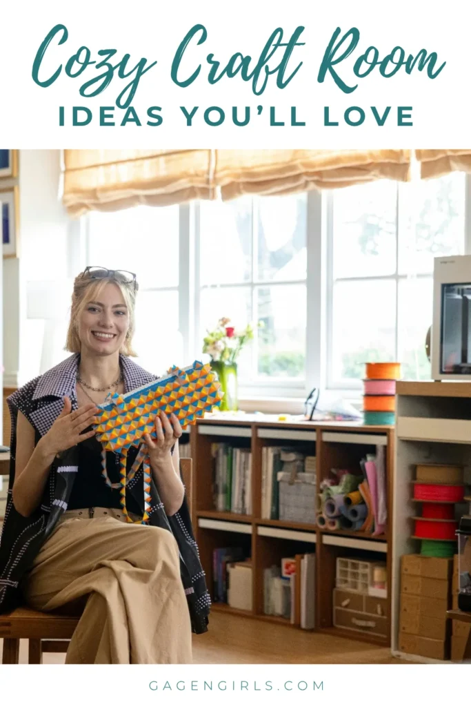 Cozy craft room ideas with an organized creative workspace and craft supply storage